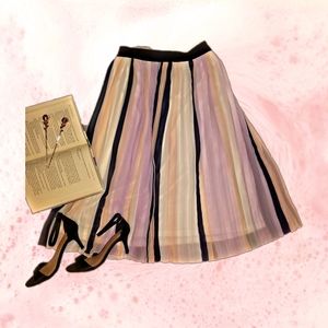 Pleated Striped Skirt